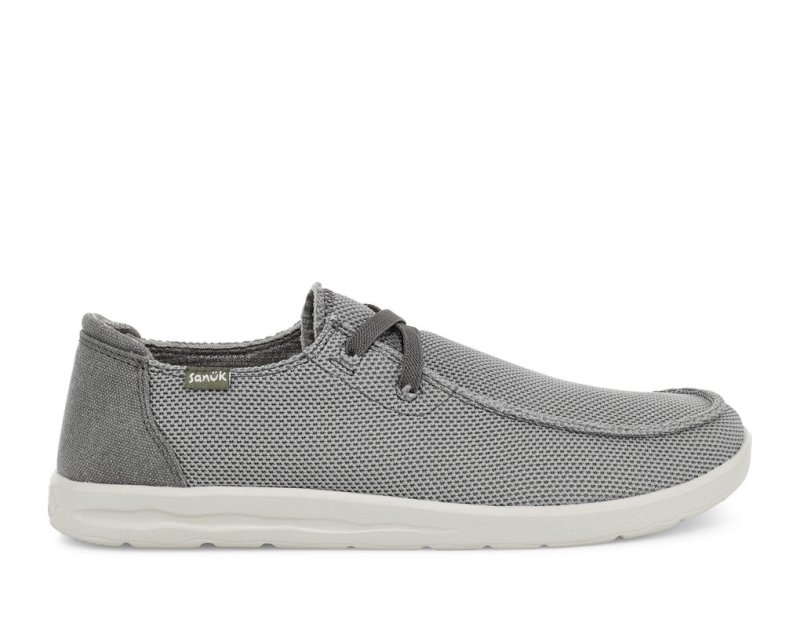 Basket Sanuk Shaka Mesh No-tie Homme - Grise CTZFVY263